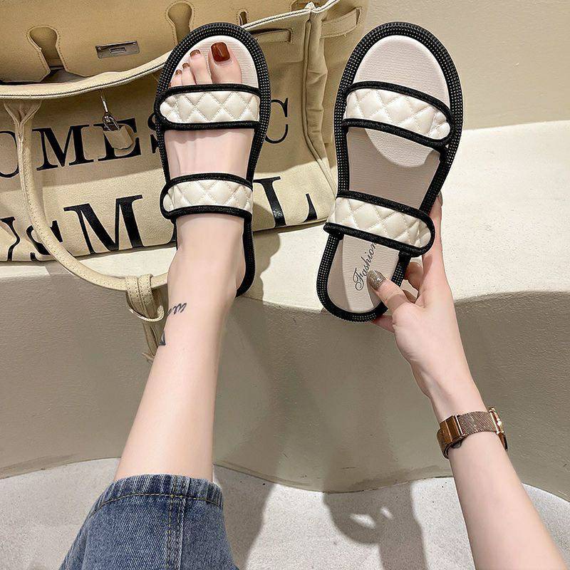 flonas-พร้อมส่ง-รองเท้าแตะคาดหน้าสอง-หนังคาเวียร์-มี3สี-เดินเก๋ๆ-5501