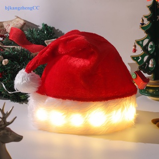 Bjkangzheng หมวกซานตาคลอส มีไฟ LED อบอุ่น เหมาะกับของขวัญคริสต์มาส ฤดูหนาว สําหรับตกแต่งบ้าน