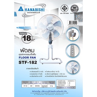 ภาพขนาดย่อของภาพหน้าปกสินค้าHANABISHI พัดลมอุตสาหกรรม ตั้งพื้น 18 นิ้ว รุ่น STF-182 ฮานาบิชิ พัดลม อุตสาหกรรม กำลังไฟ 85 วัตต์ จากร้าน arita6599 บน Shopee