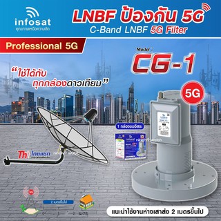 Thaisat C-Band 1.5M (ขางอยึดผนัง) + infosat LNB 1จุด รุ่น CG-1 (5G) ตัดสัญญาณรบกวน