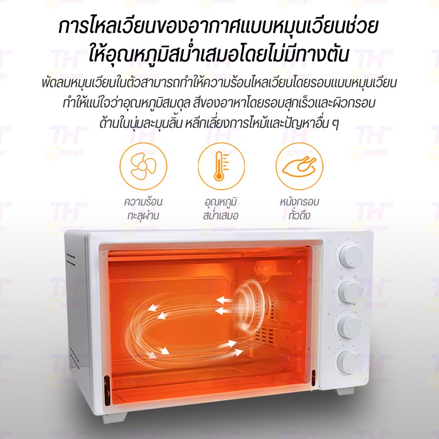 ภาพสินค้าXiaomi Mi Smart Steam Oven Toaster 12L/Appliance Oven 32L เตาอบไฟฟ้า เตาอบไอน้ำไฟฟ้า เตาอบ เตาปิ้งขนมปัง เครื่องอบขนมปัง จากร้าน thgogadget บน Shopee ภาพที่ 4