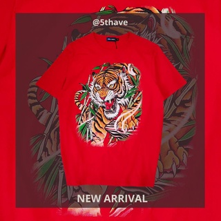 5THYORK เสื้อยืดลายสกรีน Gold Tiger (สีแดง)