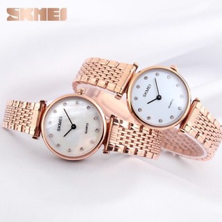 SKMEI นาฬิกาข้อมือผู้หญิงงานแท้100%กันน้ำ มีเก็บปลายทาง Quartz analog 2เข็ม