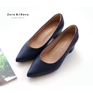 EARL GREY รองเท้าหนังแกะแท้  หนังนิ่ม พื้นนุ่ม พื้นหนานุ่มพิเศษ รุ่น Zora B in Navy