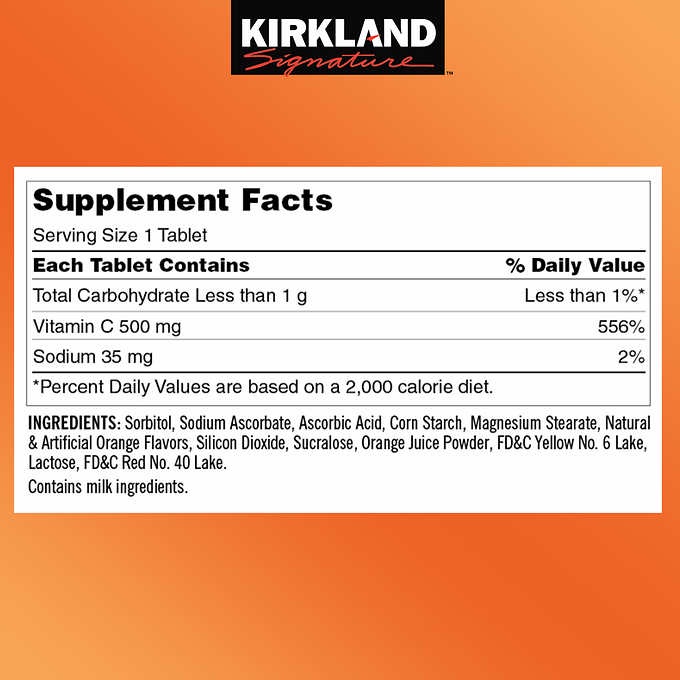 Kirkland Signature Chewable Vitamin C 500 mg Ҵ 500 Tablets. Ẻ |  Shopee Thailand