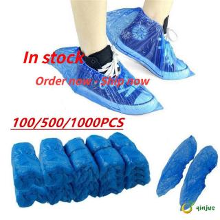 สินค้า Qinjue ผ้าคลุมรองเท้าพลาสติก CPE กันฝุ่น กันน้ํา กันลื่น แบบใช้แล้วทิ้ง สีฟ้า