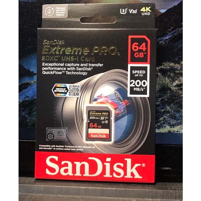 ภาพสินค้าSandisk Extreme Pro SD UHS-l Card (Speed up to200MB/s) 64GB/128GB จากร้าน neodigital บน Shopee ภาพที่ 4