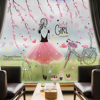 Girl Heart room layout wallpaper self-adhesive bedroom background wall decoration ins warm girl wall decoration wall sti