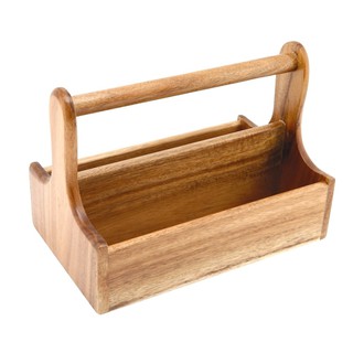 กระเช้าใส่ขวดซอสไม้จามจุรี l Acacia Wood Sauce Bottle Basket