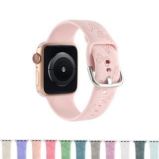 สายนาฬิกาข้อมือซิลิโคน ลายการ์ตูนมินนี่เมาส์ ปราสาท สําหรับ Apple Watch 38 มม. 40 มม. 41 มม. 42 มม. 44 มม. 45 มม. iWatch Series 8 7 6 SE 5 4 3 2 1