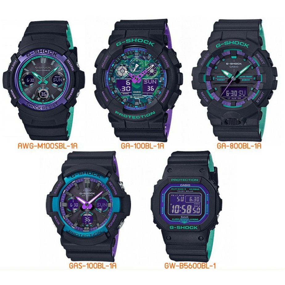 ภาพหน้าปกสินค้าCASIO G-SHOCK BLUE PURPLE COLEECTION(AWG-M100SBL,GA-100BL,GA-800BL,GAS-100BL,GW-B5600BL)