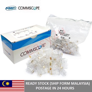 Commscope AMP Rj45 (UTP) Cat5e Cat6 ปลั๊กโมดูลาร์ (100 ชิ้น/แพ็ค) 8p8c ปลั๊กโมดูลาร์ Rj45 หัวคริสตัล