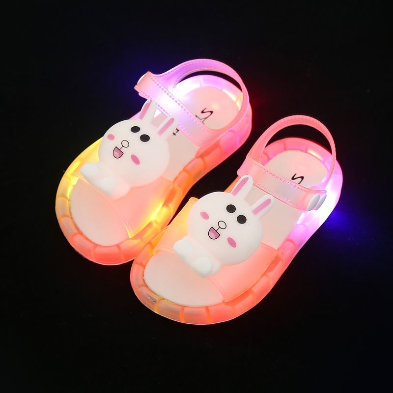 โปรโมชั่นร้านค้าใหม่-led-light-kids-slippers-sandals-cartoon