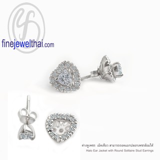ต่างหู-หัวใจ-ต่างหูเพชร-ต่างหูเงินแท้-ออกแบบพิเศษ-Heart-Diamond CZ-Silver-Earring - E1082cz00