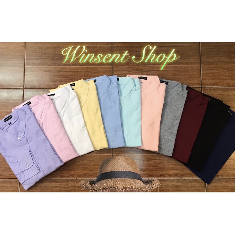 ราคาและรีวิวเชิ้ตคอจีนแขนยาว28สี  ผ้า Oxford ทรงสลิม คัตติ้งเนี๊ยบมา ก