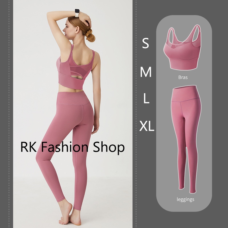 ภาพหน้าปกสินค้าทั้งเซท ️ ชุดออกกำลั​งกาย​ สปอร์ต​บรา​-กางเกง ทั้งชุด RK001