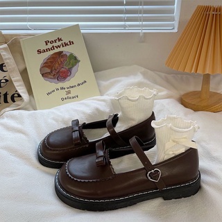 230522X🚚ส่งจากไทย🚚ญี่ปุ่น JK รองเท้าขนาดเล็กหญิงสไตล์อังกฤษสีดำป่ากับกระโปรงรองเท้า Loli Lolita