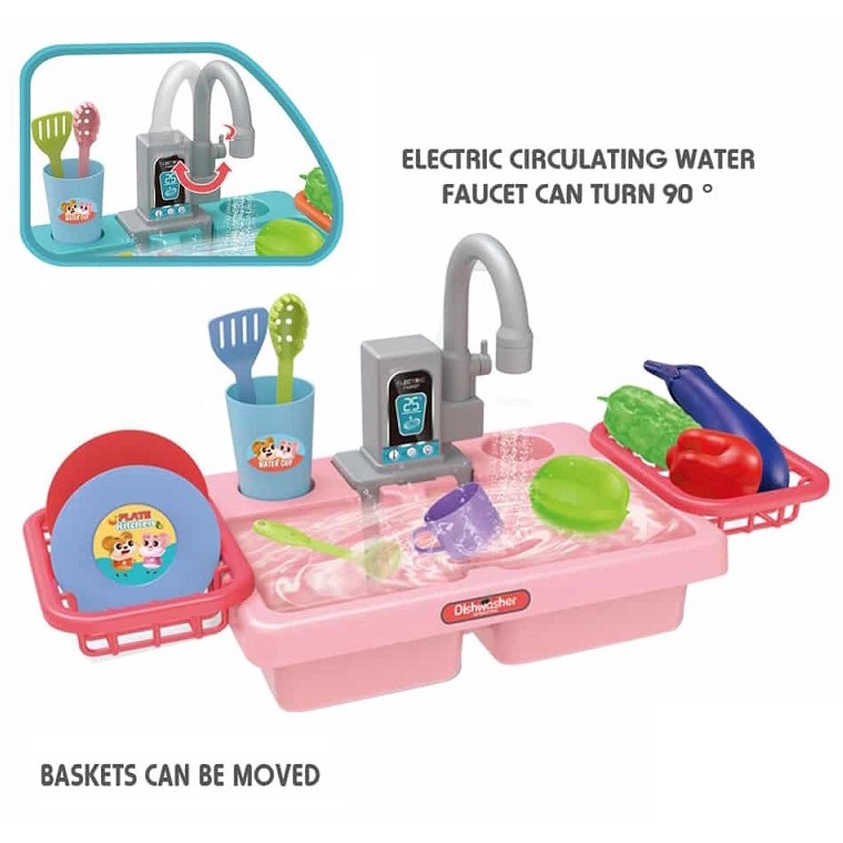 อ่างล้างจาน น้ำไหลได้จริง พร้อมอุปกรณ์ครบชุด Dishwasher fun kitchen