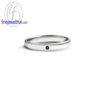 Finejewelthai-แหวนไพลิน-ไพลินแท้-แหวนเงินแท้-พลอยประจำเดือนเกิด-Blue-Sapphire-Silver-Ring-Birthstone-R1413bl