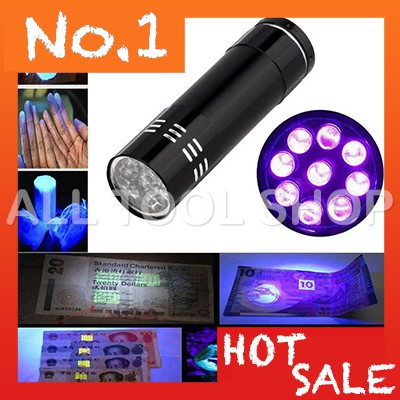 ไฟฉาย-ตรวจธนบัตร-black-mini-aluminum-uv-ultra-violet-9-led-flashlight-torch-light-lamp