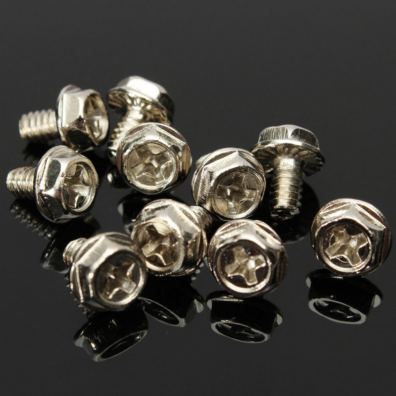 น็อตคอมพิวเตอร์-10pcs-toothed-hex-6-32-computer-pc-case-hard-drive-vga-motherboard-mounting-screws-10x6mm