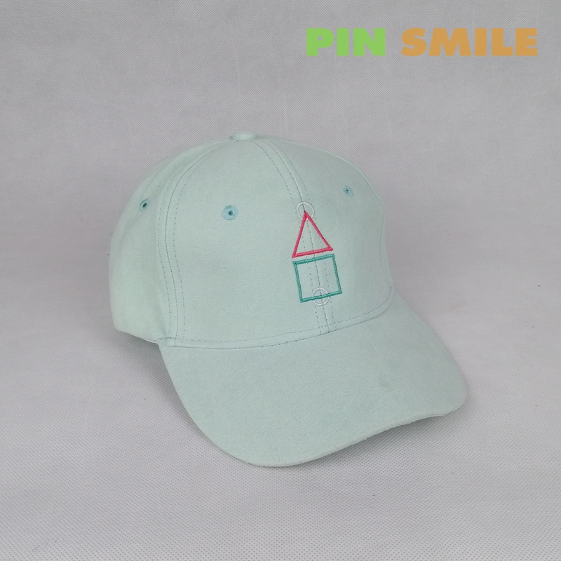 หมวกพาสเทล-สีเขียว-green-mint-ปักลายทรงเรขาคณิต2-squid-game-หมวกแก๊ป-pastel-cap