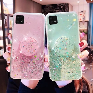 ใหม่ เคสโทรศัพท์มือถือ TPU แบบนิ่ม ลายกากเพชร รูปดาว พร้อมขาตั้ง สําหรับ Samsung Galaxy A22 A32 A52 A72 A42 A12 A02 A02S M02 M12 A22 GalaxyA22 4G 5G 2021