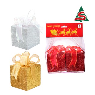 ภาพขนาดย่อสินค้าของตกแต่งต้นคริสต์มาสชุดกล่องของขวัญแต่งกากเพชร ขนาด 3 นิ้ว บรรจุ 2 ชิ้น/ถุง คละสี Ornaments