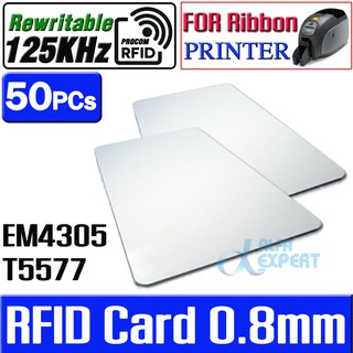 บัตร RFID แบบบาง 0.8mm ความถี่ 125KHz เปลี่ยน UID ได้ 50ใบ ใช้กับเครื่องพิมพ์บัตรพลาสติก PVC แบบ ริบบ้อน (EM4305 T5577)