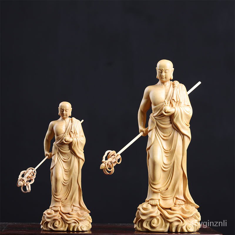 ไม้แกะสลักไม้-boxwood-ksitigarbha-พระโพธิสัตว์รูปปั้นไม้แกะสลักรูปปั้นพระพุทธรูปตกแต่งบ้านเครื่องประดับงานฝีมือฮวงจุ้ย-e