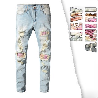 สินค้า ลด 29/36 พร้อมส่ง AMIRI tie-dye retro charm pink slim-fit jeans