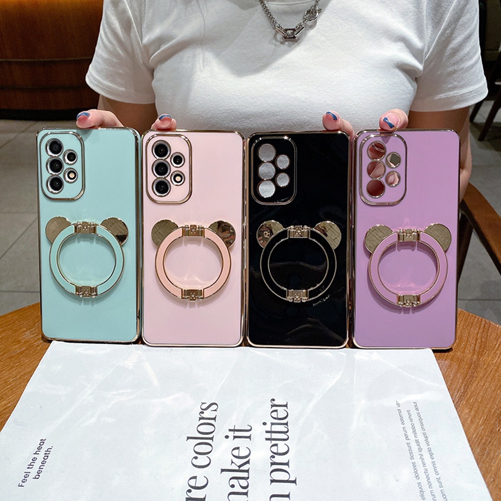 เคสโทรศัพท์มือถือ-ป้องกันเลนส์-พร้อมขาตั้ง-สีวาว-สําหรับ-smsung-a04s-a73-a53-a33-a23-a13-5g-a03-a03s-a72-a52-a32-a52s