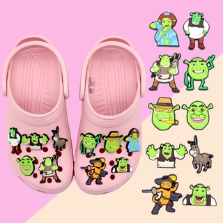 1pcs Crocs Jibbitz รองเท้าแตะ การ์ตูน shoe charms PVC accessories DIY ถอดได้ มอนสเตอร์สีเขียว เชร็ค decorate อุปกรณ์รองเท้า ใช้สำหรับตกแต่งรองเท้าเด็ก