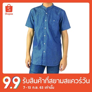 erawon Shop 1628NB เสื้อเชิ้ตคอจีน Denim shirt Antibacteria สี NEW JAN