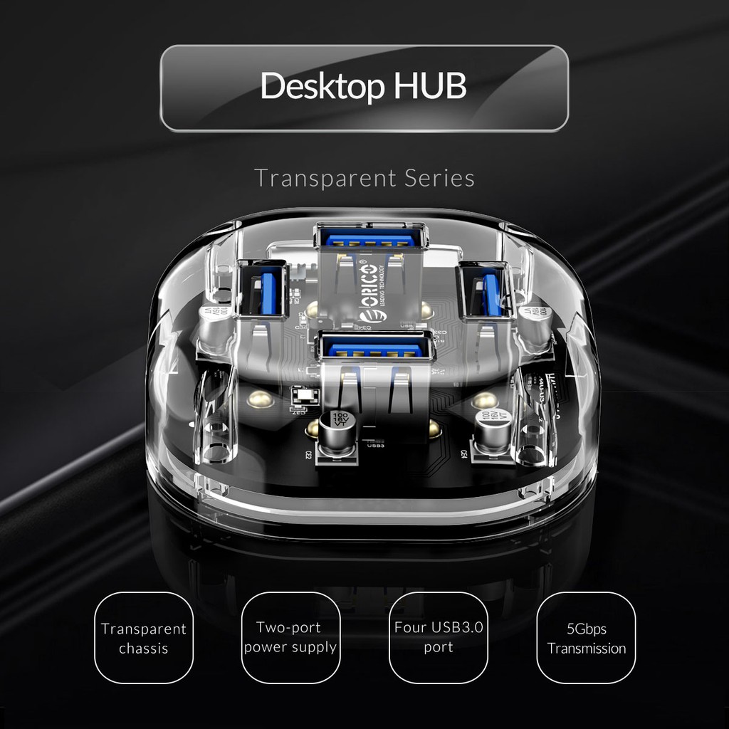 ภาพหน้าปกสินค้าORICO H4U-U3 4 ports Transparent HUB Clear จากร้าน backn บน Shopee