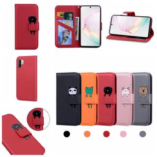 Fashion Cartoon Animals Flip Case Samsung Galaxy Note 10 / 10+ PU Leather Soft TPU Casing Galaxy Note10 Plus Magnetic Buckle Wallet Cover Card Holders Stand