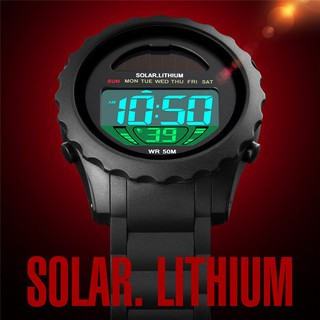 SKMEI Solar Digital Sports Watches Original Brand 12/24 Hour 30m Waterproof LED Chronograph Alarm Clock