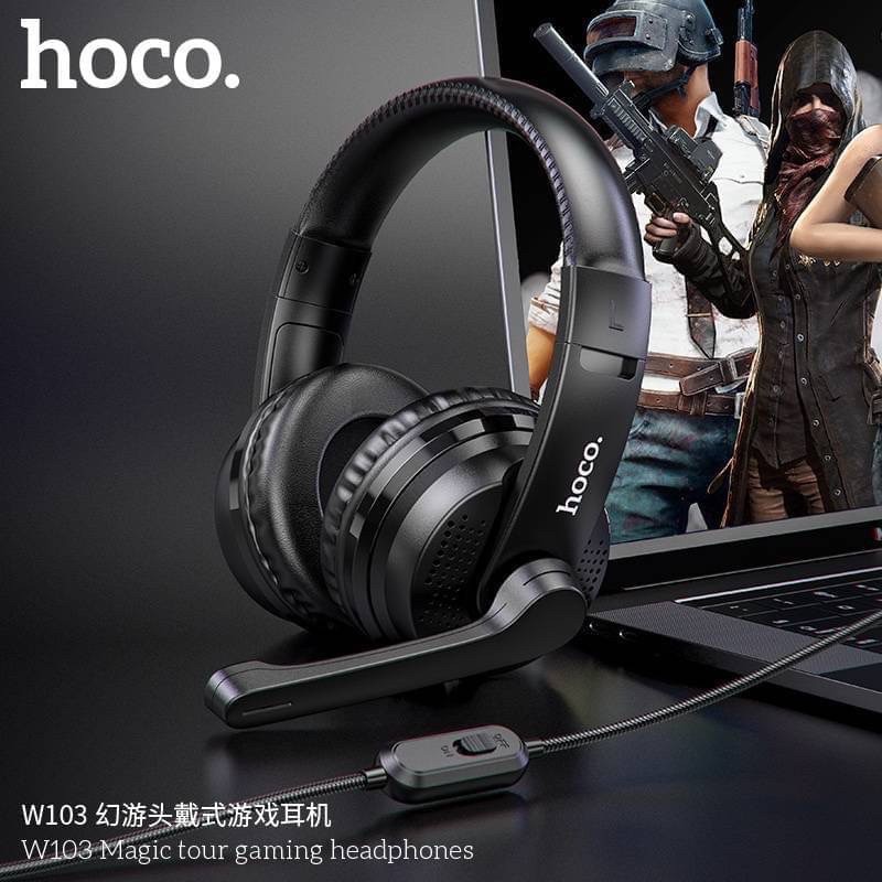 ภาพหน้าปกสินค้าHoco W103 Gaming Headphones หูฟังครอบหู มีไมค์ ฟังเพลงได้ คุยโทรศัพท์ได้ สำหรับเล่นเกมส์หรือเรียนออนไลน์