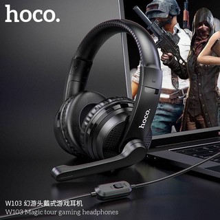 สินค้า Hoco W103 Gaming Headphones  หูฟังครอบหู มีไมค์ ฟังเพลงได้ คุยโทรศัพท์ได้ สำหรับเล่นเกมส์หรือเรียนออนไลน์