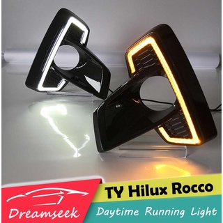 ไฟตัดหมอกเดย์ไลท์ LED DRL พร้อมสัญญาณเลี้ยว สําหรับ Toyota Hilux Rocco 2018