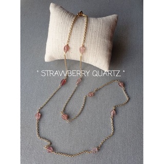 สายคล้องแมส หินนำโชค "STRAWBERRY QUARTZ "สตอเบอรรี่ควอสต์