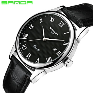 SANDA Fashion Mens Watch Waterproof Mens Watches Top Brand Luxury Clock Relojes Hombre Leather Band Relogio Masculino 1