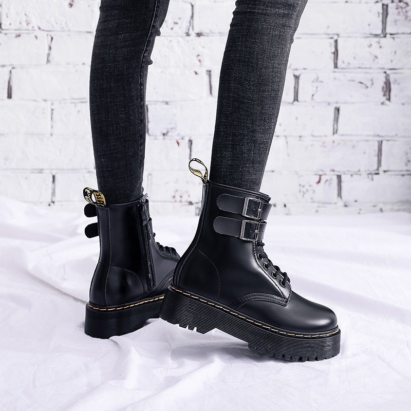 dr-martens-รองเท้าบูทมาร์ตินผู้หญิงแบบกระดุมสองแถวแบบหนารองเท้าบูทสูงกันน้ำหนังแท้รองเท้าบูทมาร์ตินแฟชั่น