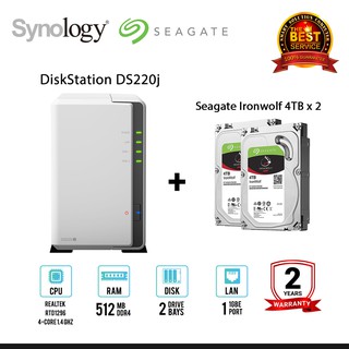 Synology DiskStation DS220j 2-Bays + 2 x Seagate Ironwolf 4TB/6TB/8TB