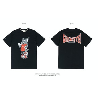 เสื้อยืดผ้าฝ้ายเสื้อยืด แนวสตรีท GRIMYTH GM-TEE-155-1 CONGRAT BLACK ดำL XL  XXL 3XL