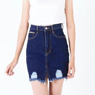 Ripped Denim Skirt กระโปรงยีนส์