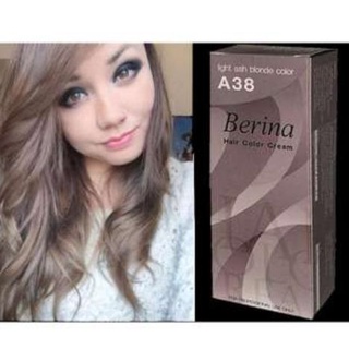 Berina เบอริน่า ครีม เปลี่ยนสีผม สีบลอนด์อ่อนประกายหม่น A38 Light Ash Blond Color สีติดทนผมนุ่มไม่หยาบกระด้าง