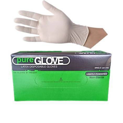 ถุงมือยาง-ถุงมือแพทย์-pro-glove-pure-glove-ซาโตรี่-ชนิดมีแป้ง-100ชิ้น-กล่อง-ขนาด-s-m-ถุงมือตรวจโรค-สีขาว