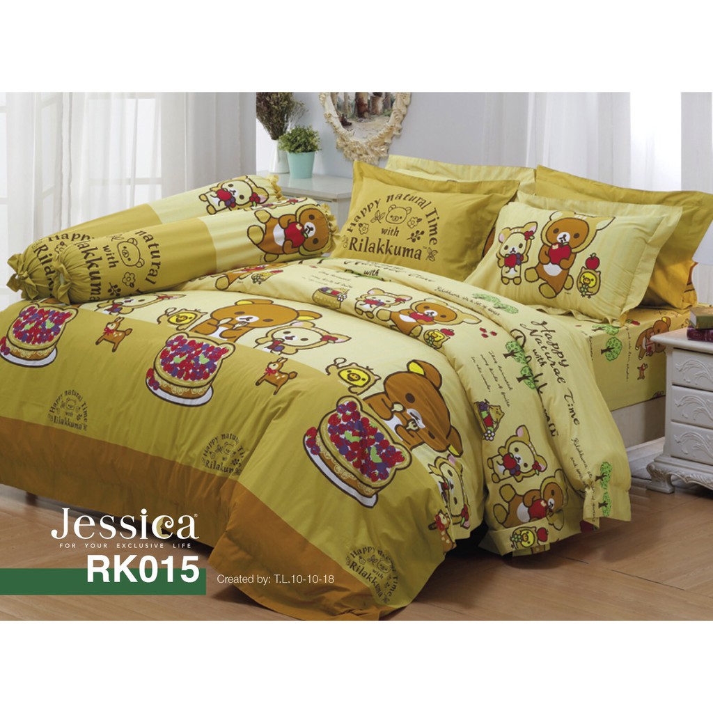 jessica-rilakkuma-ชุดผ้านวมพร้อมผ้าปู-เจสสิก้า-3-5ฟุต-5ฟุต-6ฟุต-พิมพ์ลาย-ลายการ์ตูน-สีพื้นtc-rk01-rk15