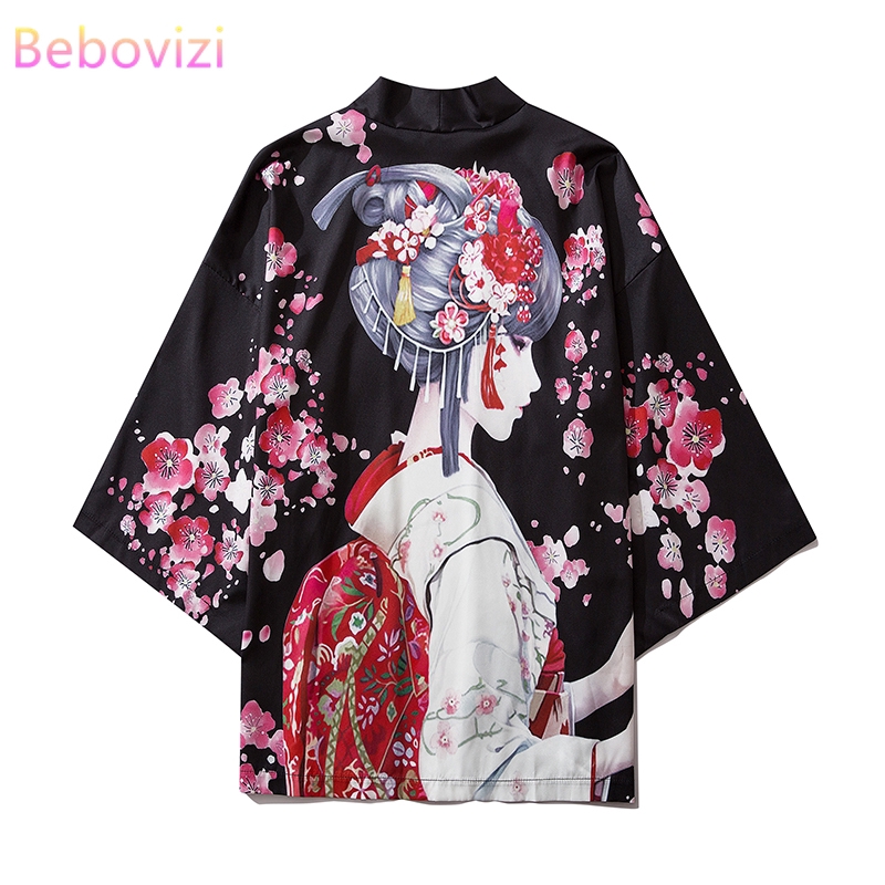 bebovizi-ชุดกิโมโนแฟชั่นสําหรับ-unisex-สีดําทรงหลวมสไตล์ฮาราจุกุ